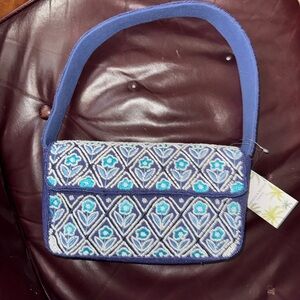 Blue Floral beaded Women's Bag